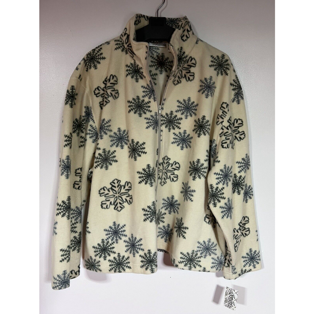 Vintage Nick & Sarah Snowflake Zip Front Fleece With Pockets Womens 3X NWT NEW